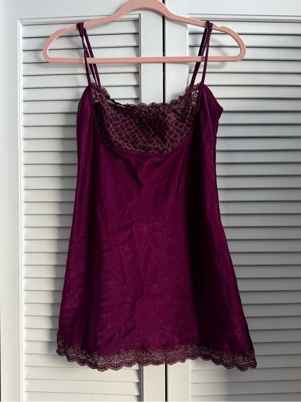 Victoria’s Secret Deep Magenta Satin Lace Top